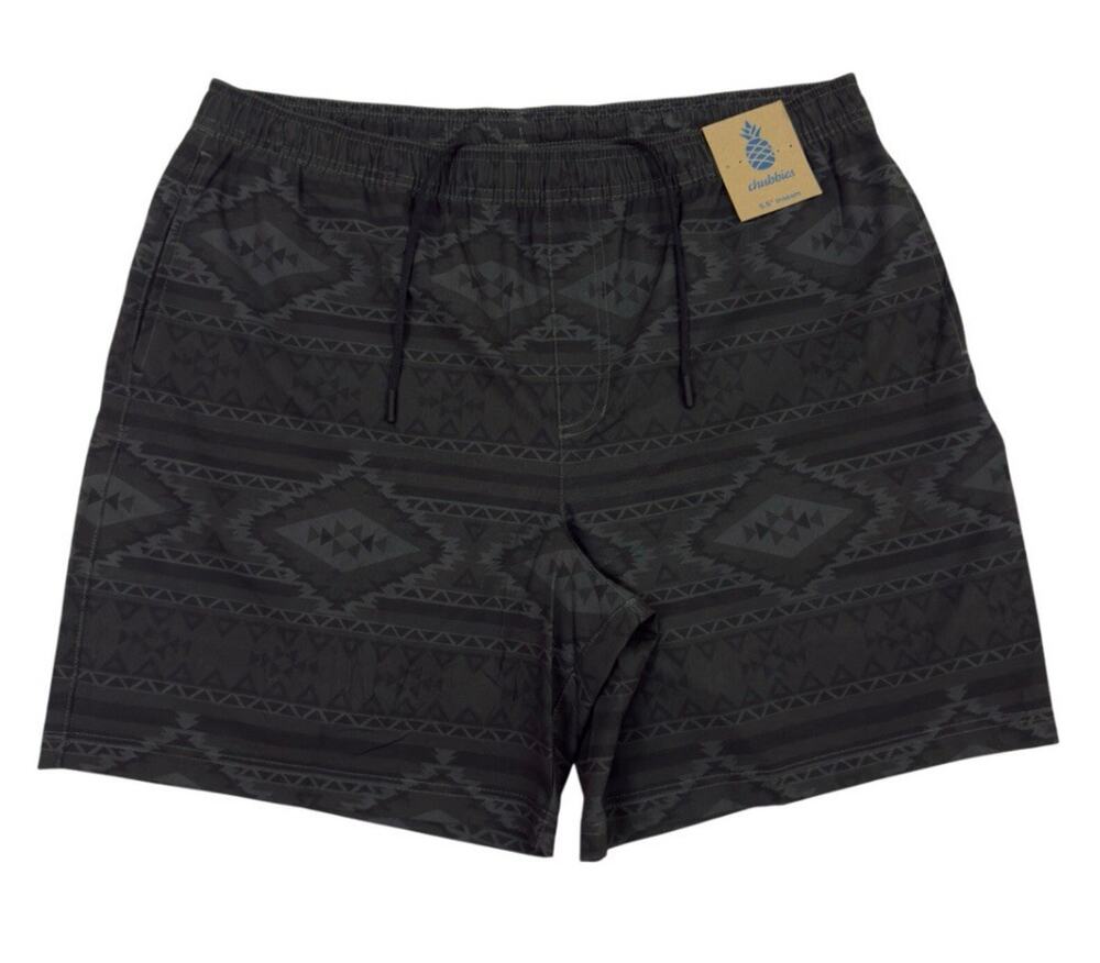 Chubbies Mens Shorts XXL The Quests Athlounger 5.5 Inch Inseam Black Aztec NWT